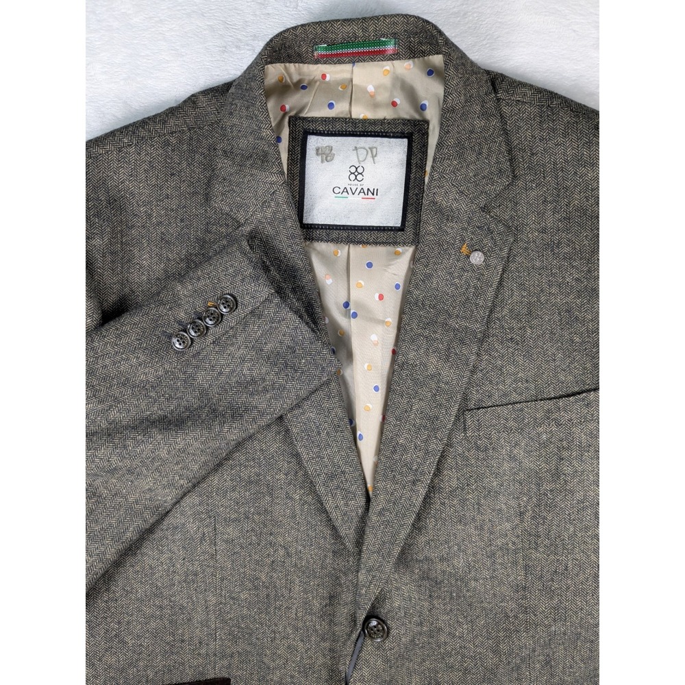 NWT $233 House of Cavani Martez Brown Herringbone Blazer - Size‎ 48 - Wool Blend